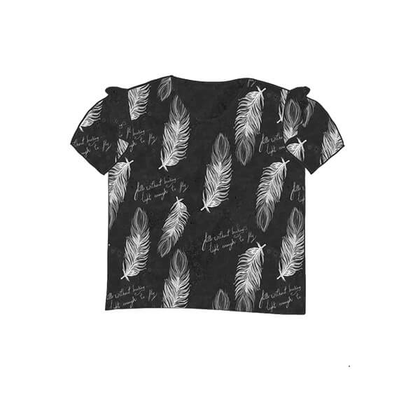 Frill-T-shirt-Feathers-Black