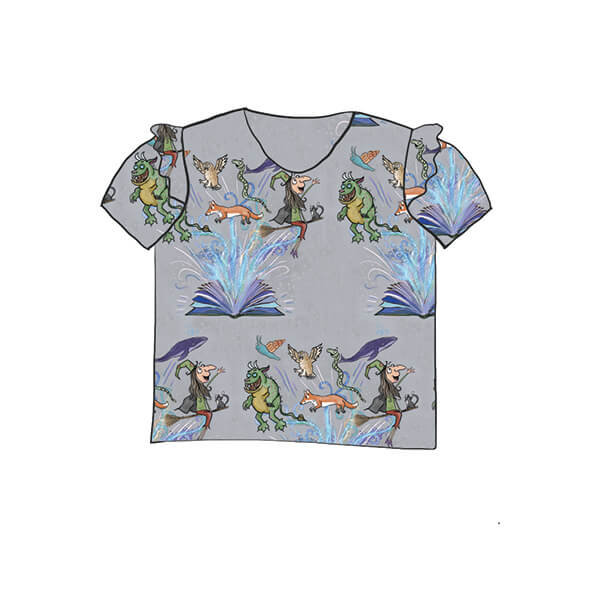 Frill -T-shirt-Magical-story-books-grey