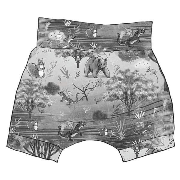 Harem-shorts-Enchanted-forest-mono-dragons