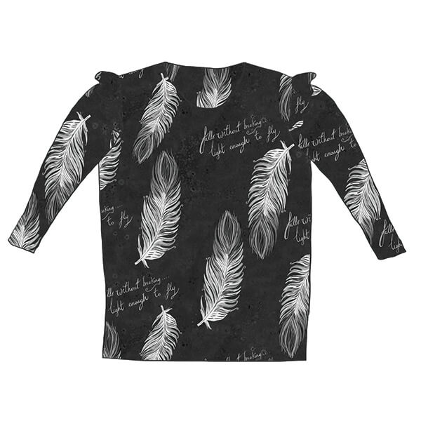 Long-sleeve-frill-top-Feathers-Black